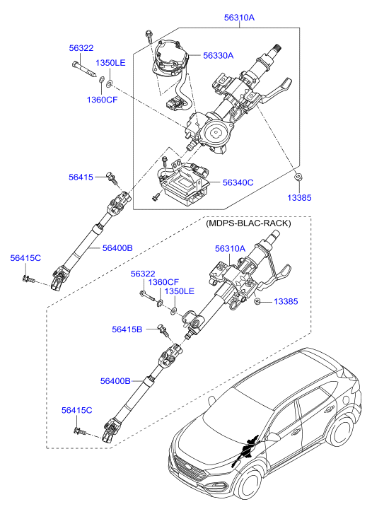 Рулевой вал нижний для Hyundai Tucson 2015-2018