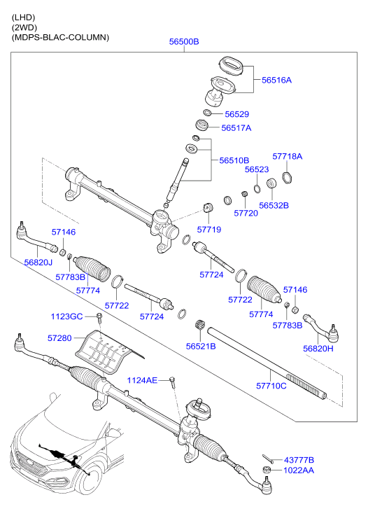 Рулевая рейка для Hyundai Tucson 2015-2018