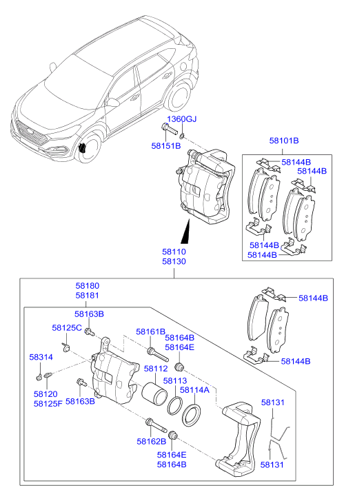 Колодки тормозные передние для Hyundai Tucson 2015-2018