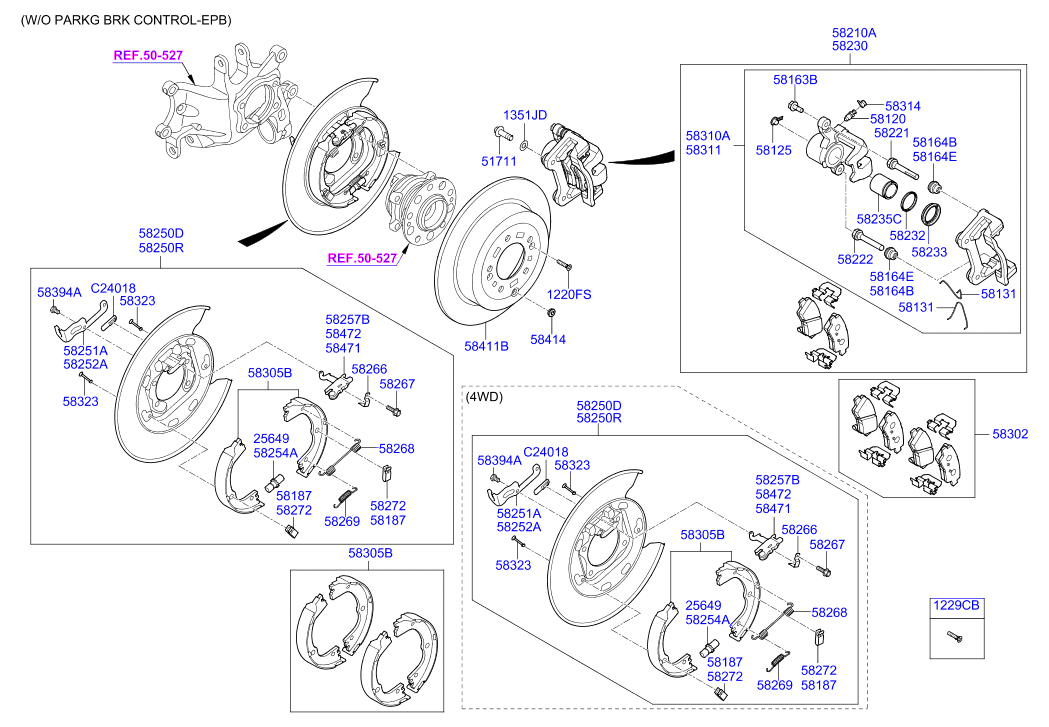 Суппорт тормозной задний правый для Hyundai Tucson 2015-2018
