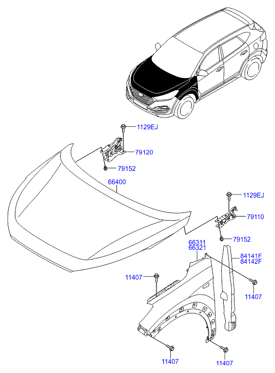 Крыло переднее правое для Hyundai Tucson 2015-2018