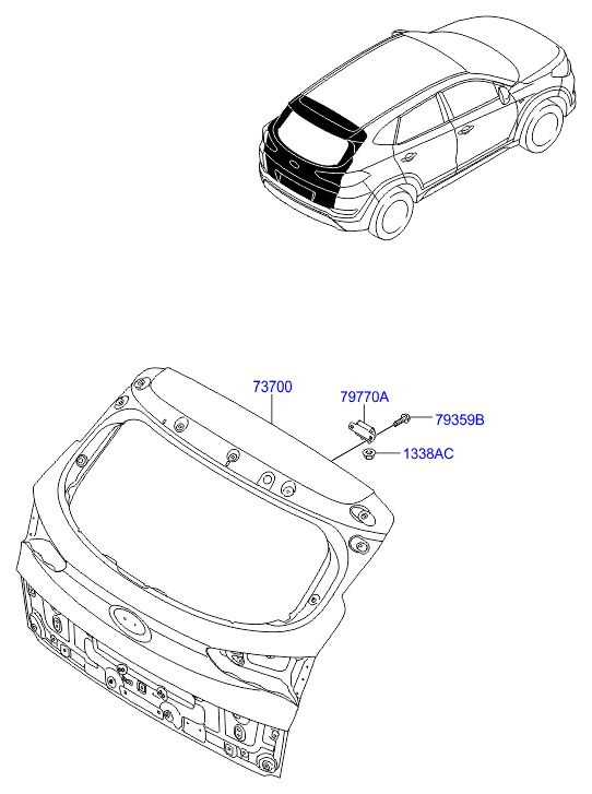 Петля крышки багажника правая для Hyundai Tucson 2015-2018