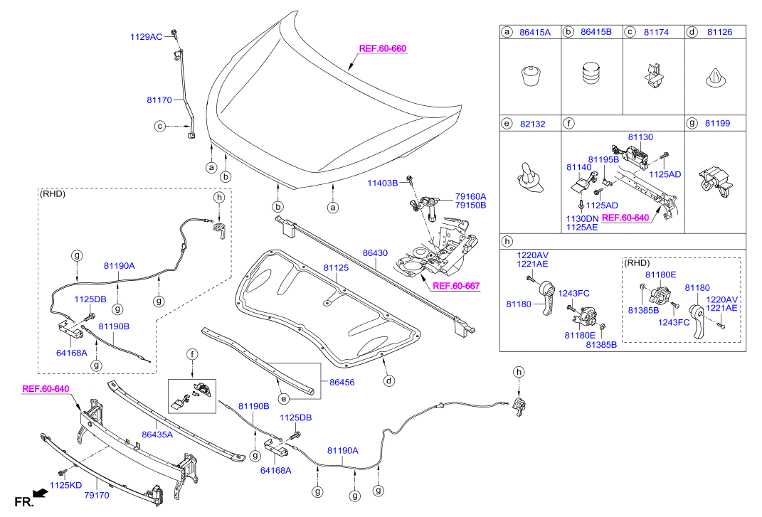 Замок капота для Hyundai Tucson 2015-2018