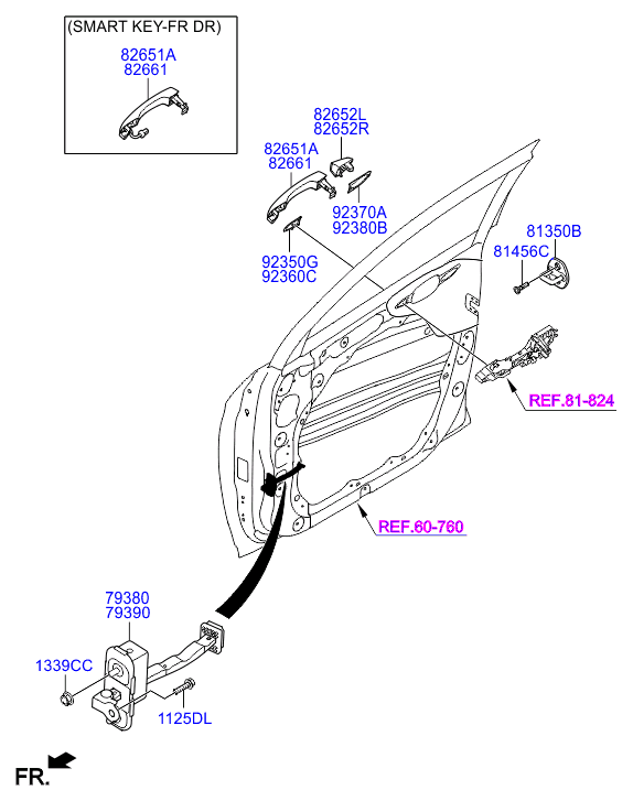 Ручка передней левой двери для Hyundai Tucson 2015-2018