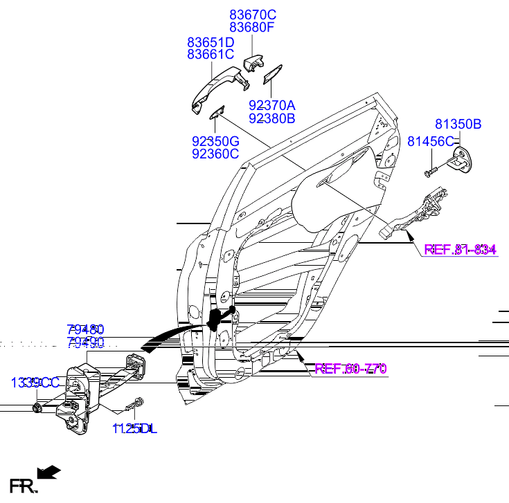 Ручка задней левой двери для Hyundai Tucson 2015-2018