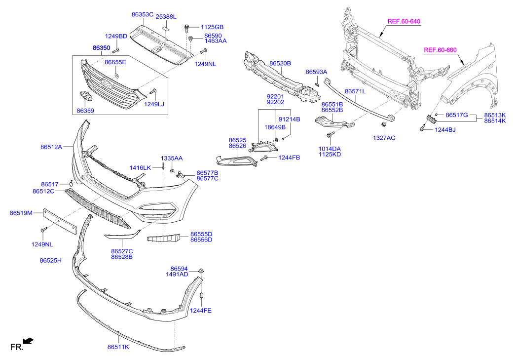 Бампер передний для Hyundai Tucson 2015-2018