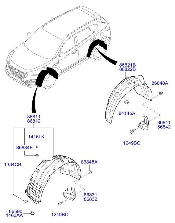 Подкрылок передний левый для Hyundai Tucson 2015-2018