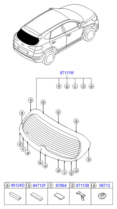 Стекло заднее для Hyundai Tucson 2015-2018