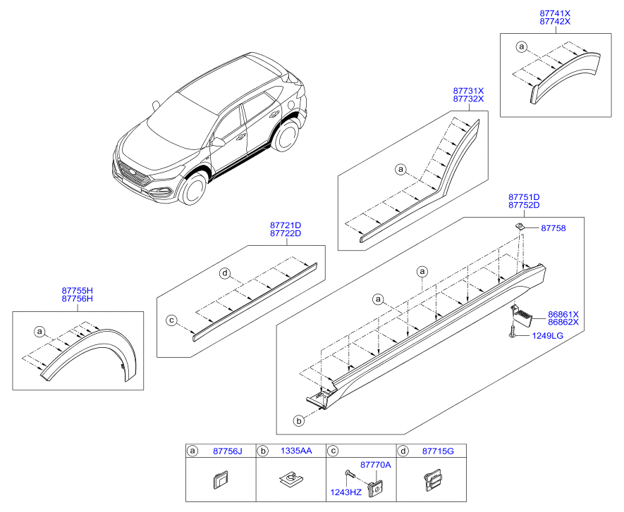 Молдинг боковой левый для Hyundai Tucson 2015-2018