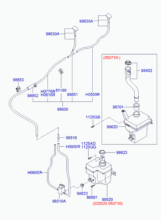 Бачок омывателя стёкол для Хендай Гетц 2002-2005