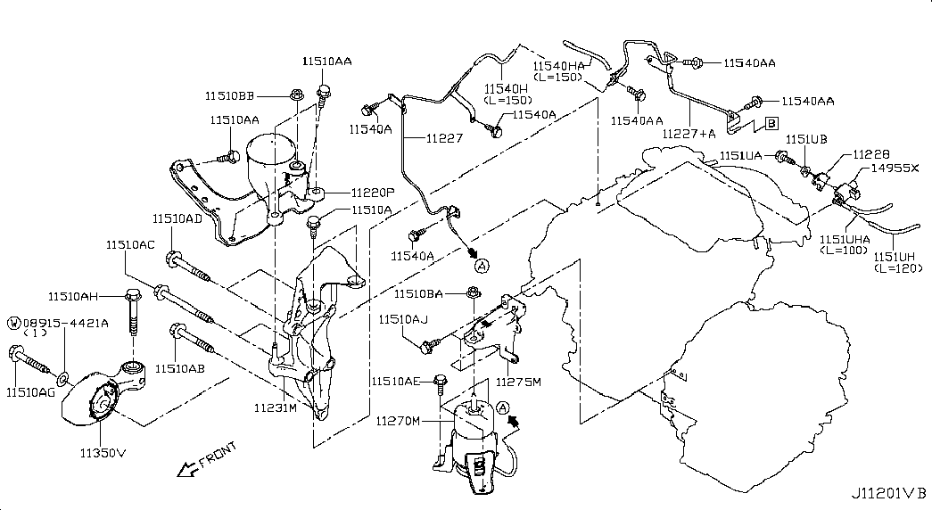 Подушка двигателя передняя для Ниссан Патфайндер 2012-2017