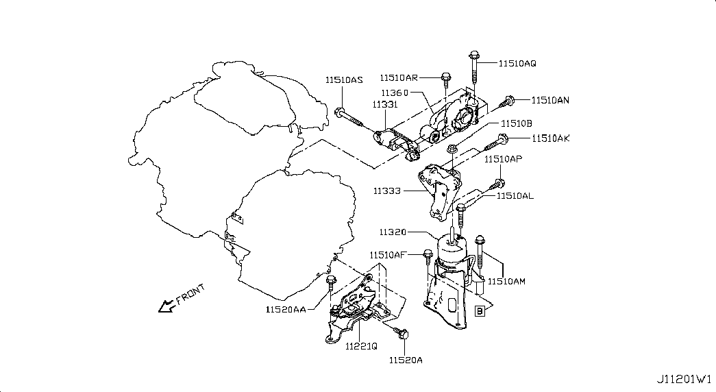 Подушка двигателя левая для Ниссан Патфайндер 2012-2017