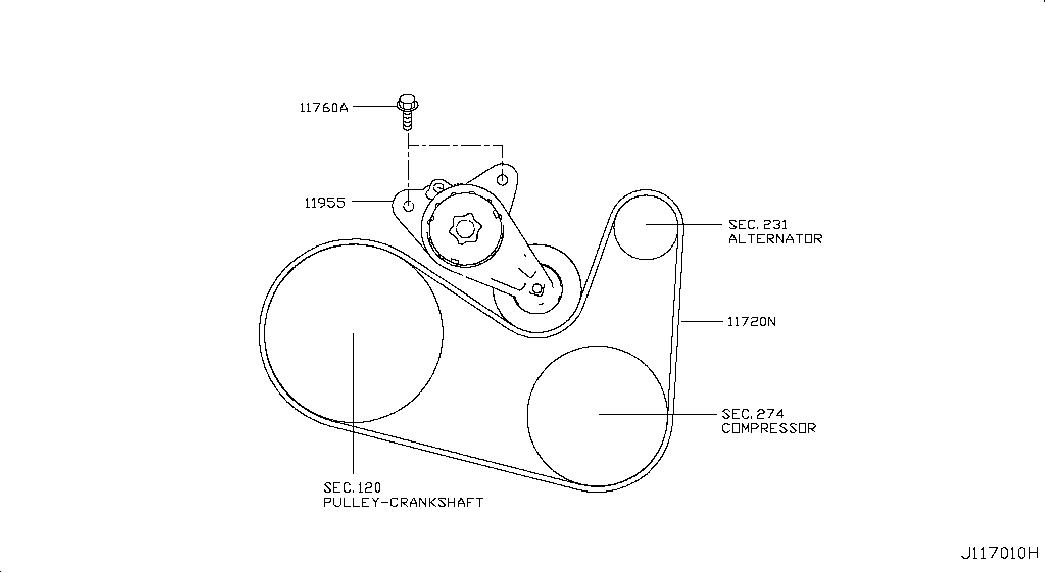 Ролик приводного ремня для Ниссан Патфайндер 2012-2017