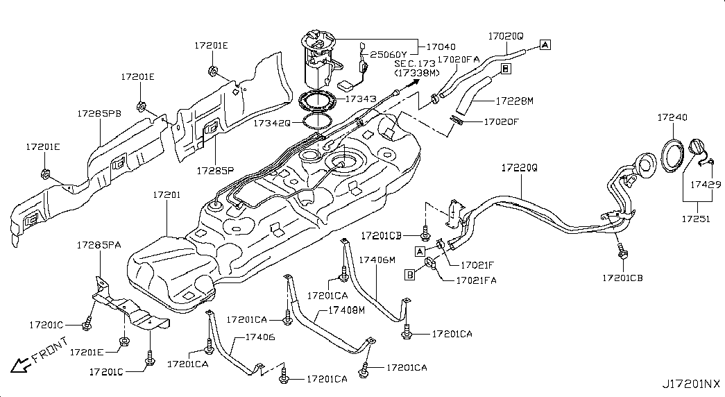 Горловина заливная бака топливного для Ниссан Патфайндер 2012-2017