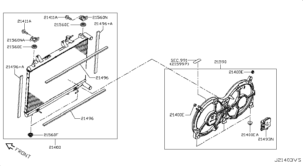 Радиатор двигателя в сборе для Ниссан Патфайндер 2012-2017