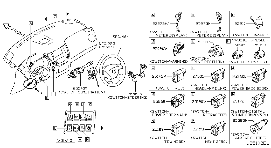 Подрулевой переключатель стеклоочистителя для Ниссан Патфайндер 2012-2017