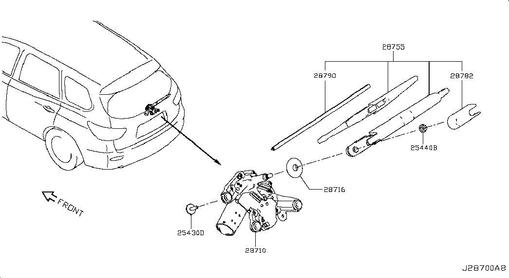 Моторчик стеклоочистителя заднего стекла для Ниссан Патфайндер 2012-2017