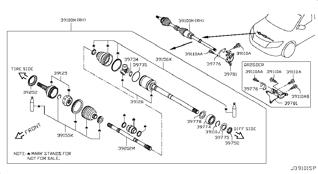 Шрус наружний передний правый для Ниссан Патфайндер 2012-2017