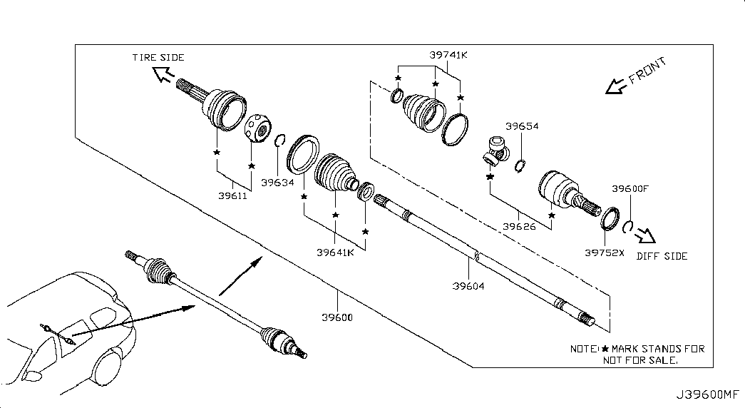 Приводной вал задний правый для Ниссан Патфайндер 2012-2017