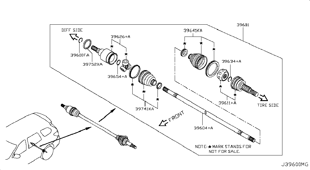 Приводной вал задний левый для Ниссан Патфайндер 2012-2017