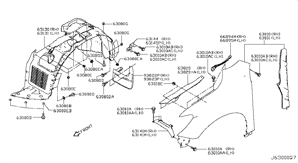 Подкрылок передний правый для Ниссан Патфайндер 2012-2017