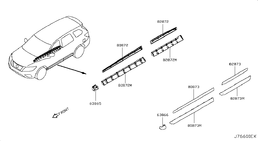 Молдинг боковой правый для Ниссан Патфайндер 2012-2017