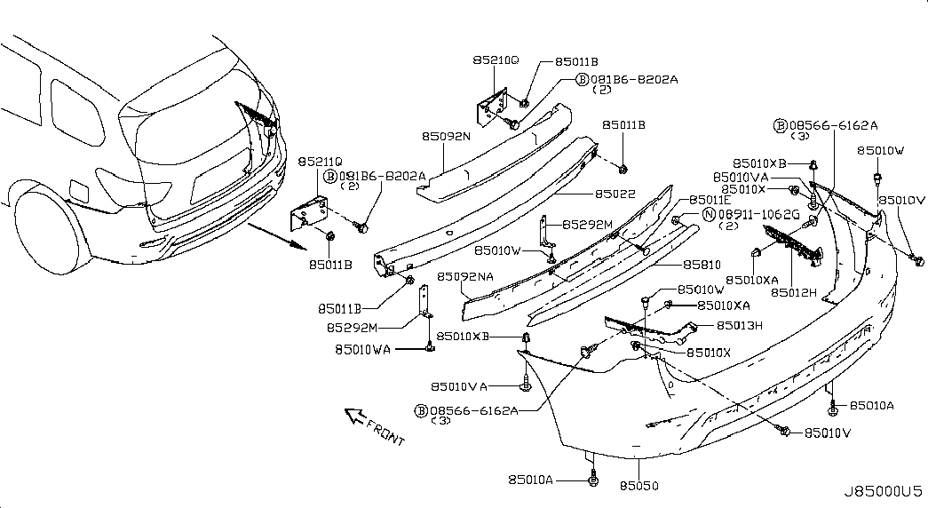Бампер задний для Ниссан Патфайндер 2012-2017