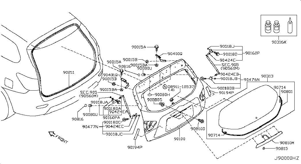 Петля крышки багажника левая для Ниссан Патфайндер 2012-2017