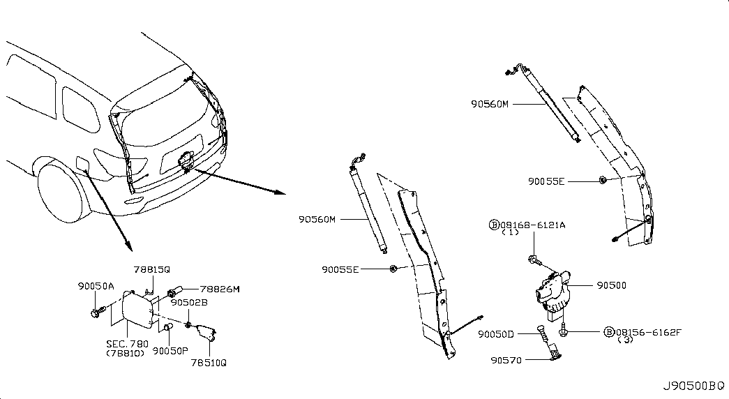 Амортизатор крышки багажника правый для Ниссан Патфайндер 2012-2017
