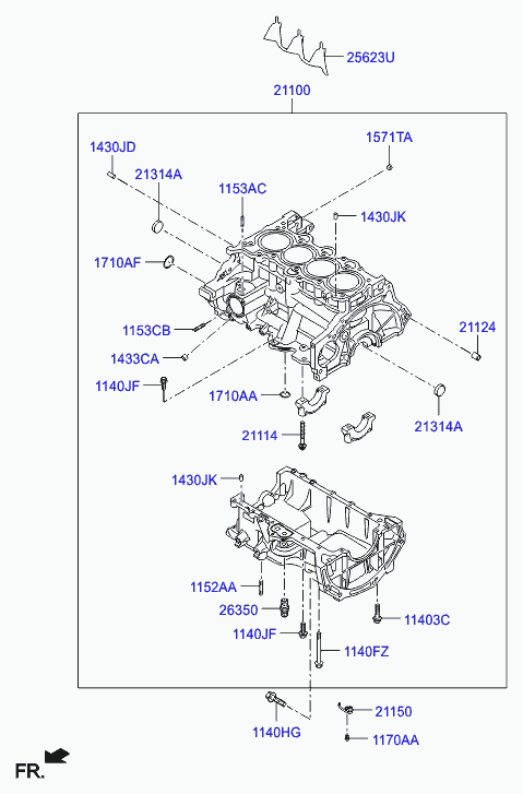 Блок цилиндров в сборе для Хендай Элантра 2010-2014