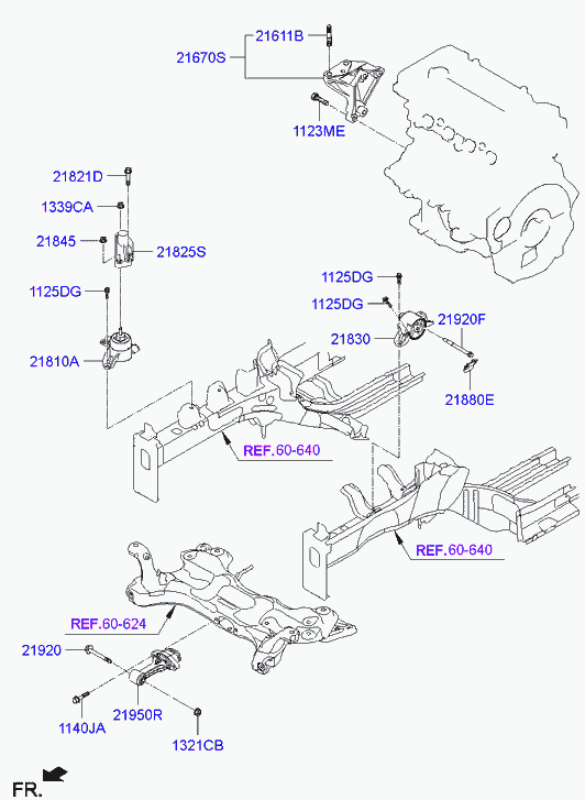 Подушка двигателя левая для Хендай Элантра 2010-2014