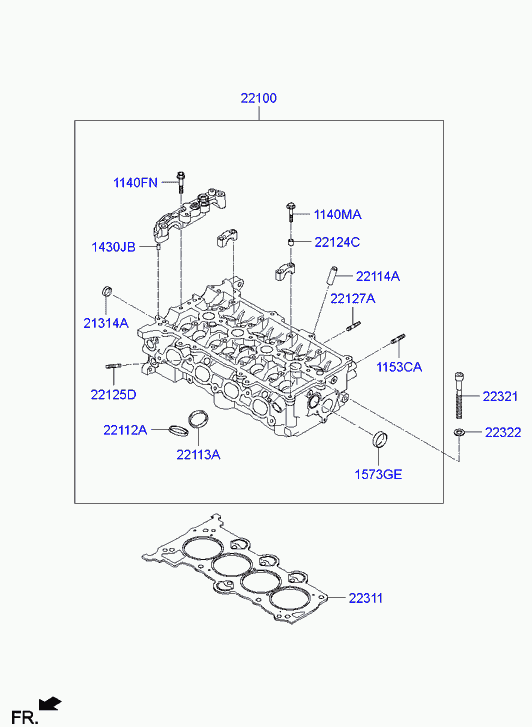 Головка блока цилиндров в сборе для Хендай Элантра 2010-2014