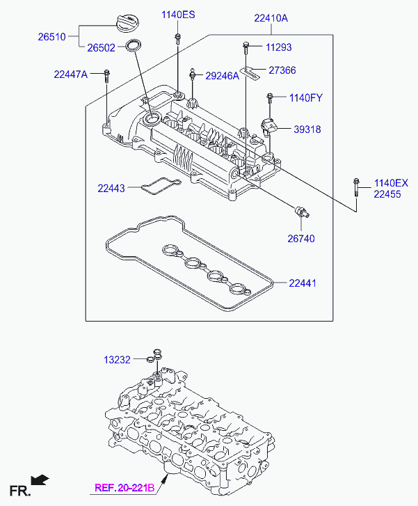 Клапанная крышка для Хендай Элантра 2010-2014