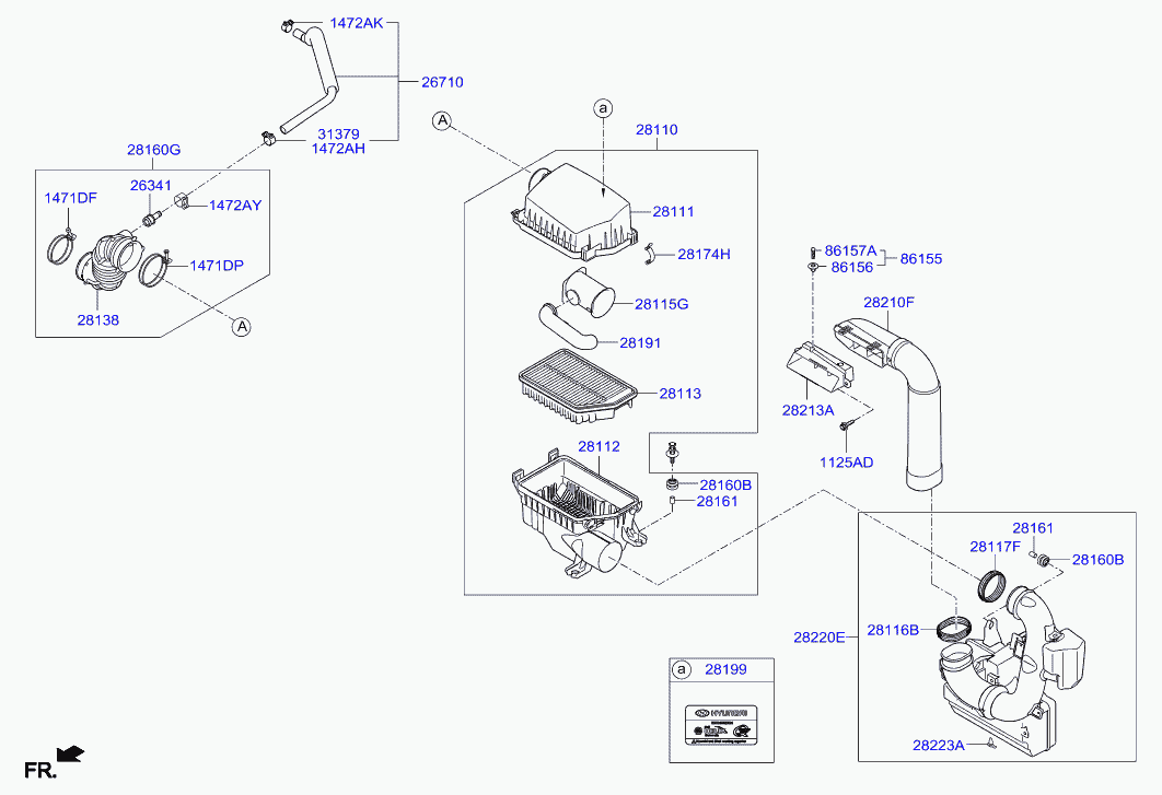 Фильтр воздушный, моторный для Хендай Элантра 2010-2014