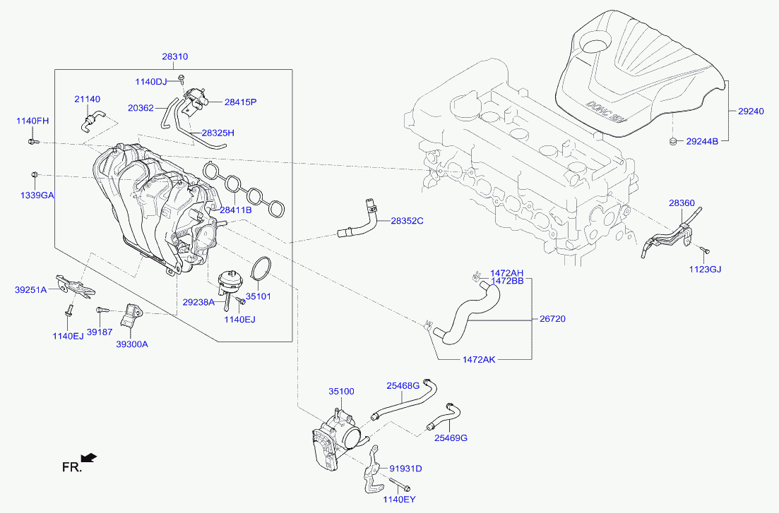 Коллектор впускной для Хендай Элантра 2010-2014