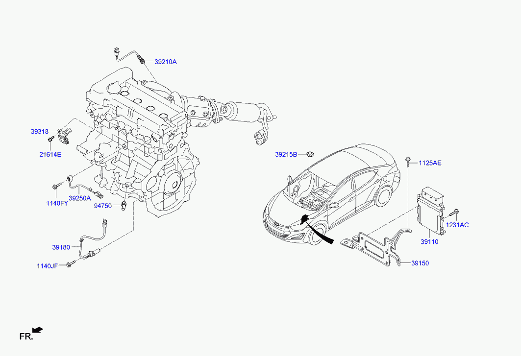 Датчик положения коленвала для Хендай Элантра 2010-2014