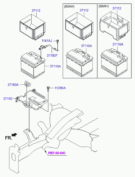 Аккумулятор для Хендай Элантра 2010-2014