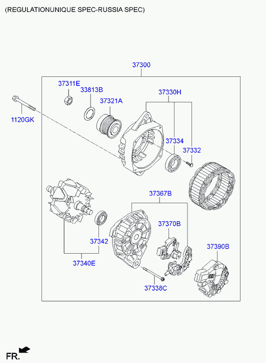 Генератор в сборе для Хендай Элантра 2010-2014