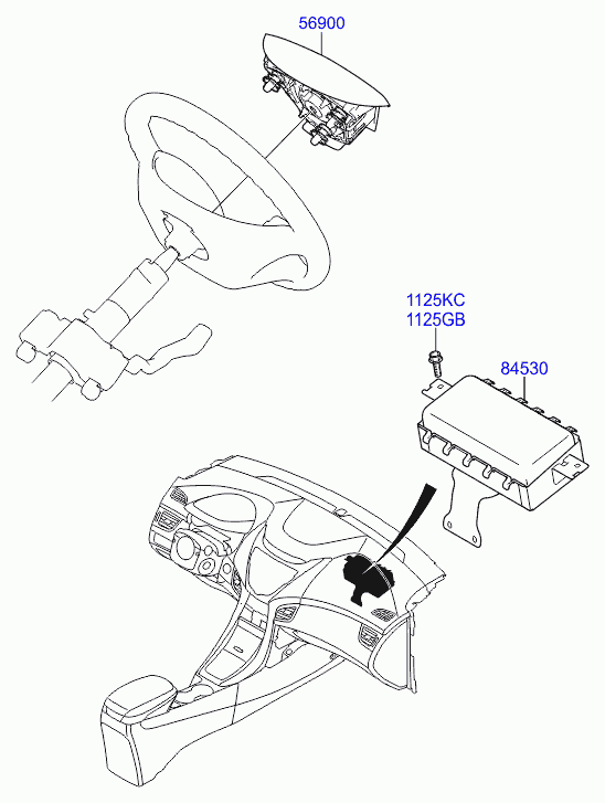 Подушка безопасности водителя для Хендай Элантра 2010-2014