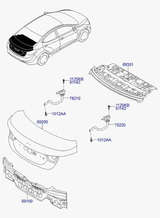 Крышка багажника для Хендай Элантра 2010-2014