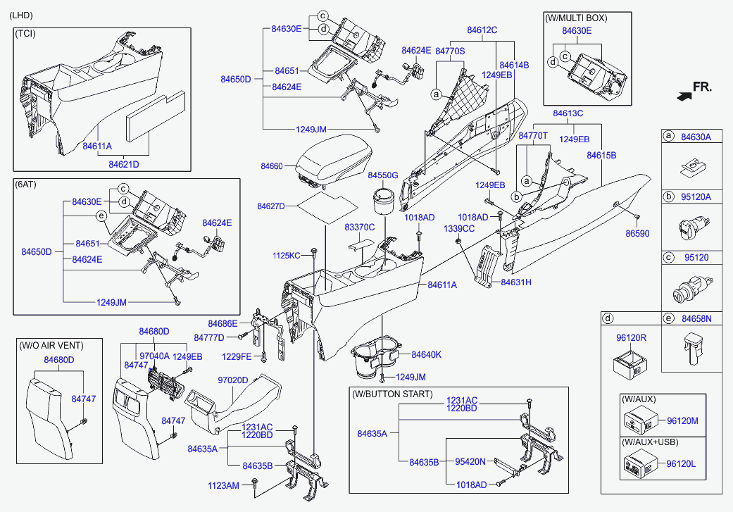 Напольная консоль салона для Хендай Элантра 2010-2014