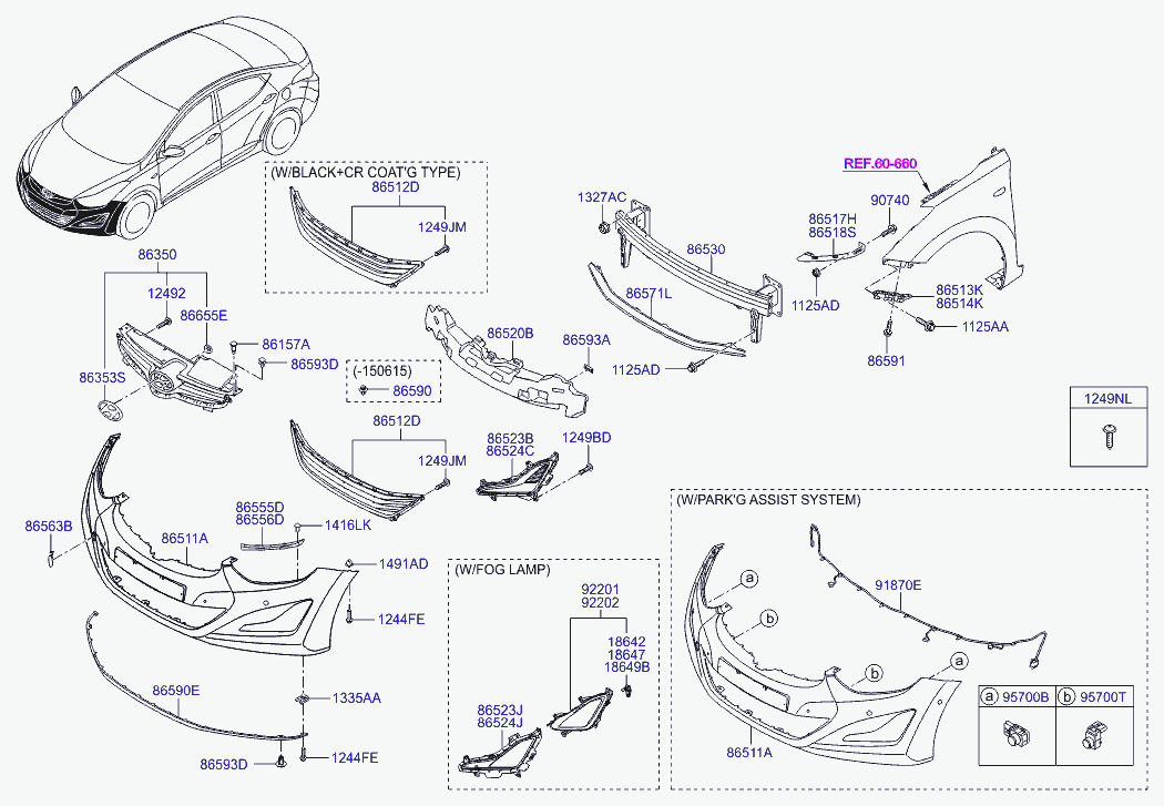 Решетка радиатора, центральная часть для Хендай Элантра 2010-2014