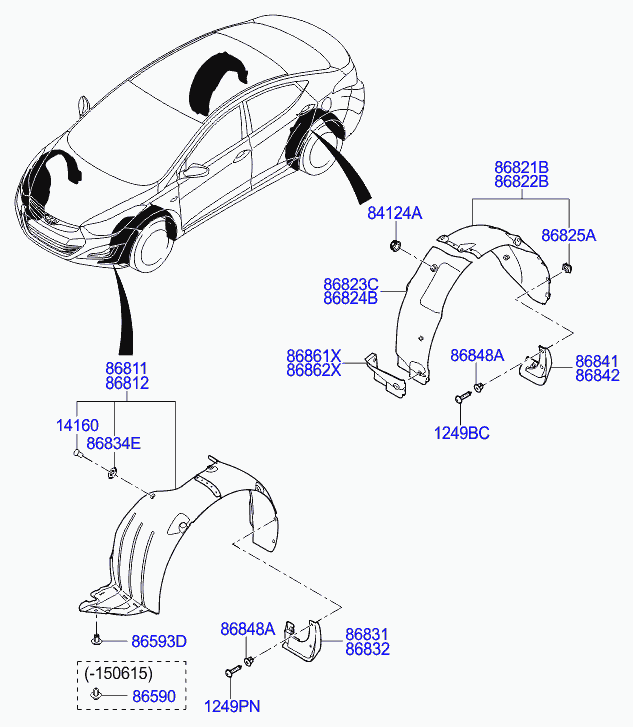 Подкрылок передний левый для Хендай Элантра 2010-2014