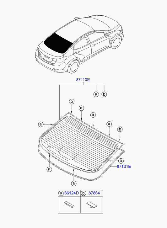 Стекло заднее для Хендай Элантра 2010-2014