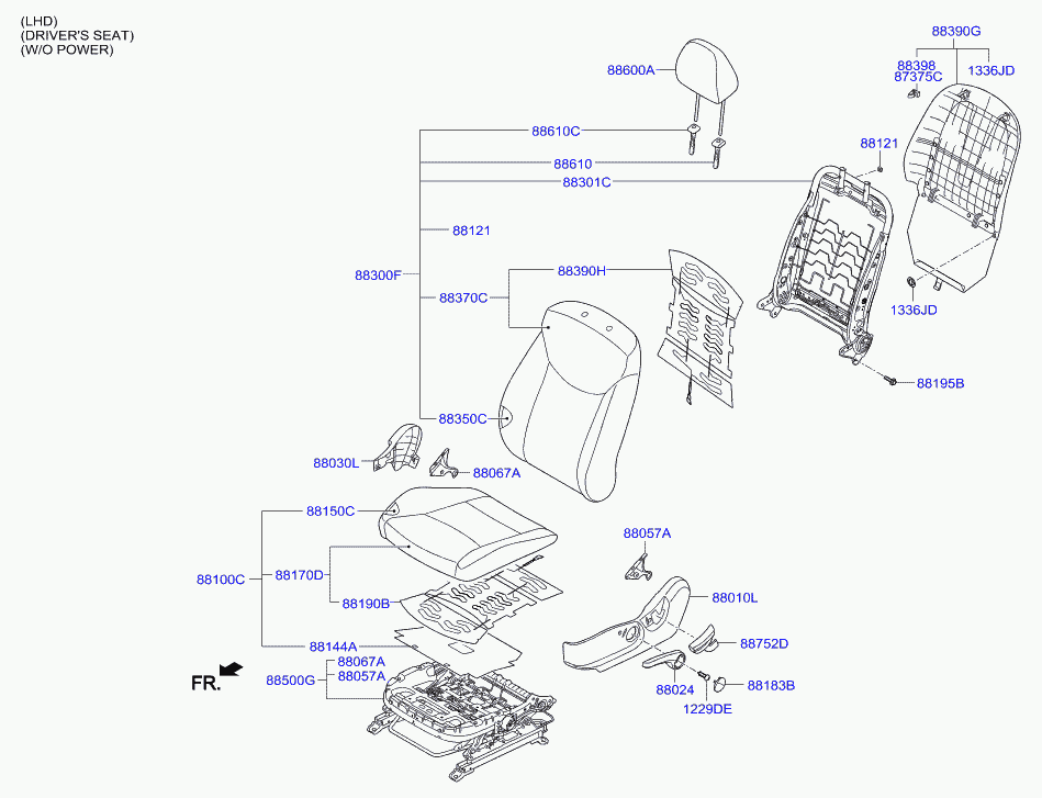 Подушка сиденья водителя для Хендай Элантра 2010-2014