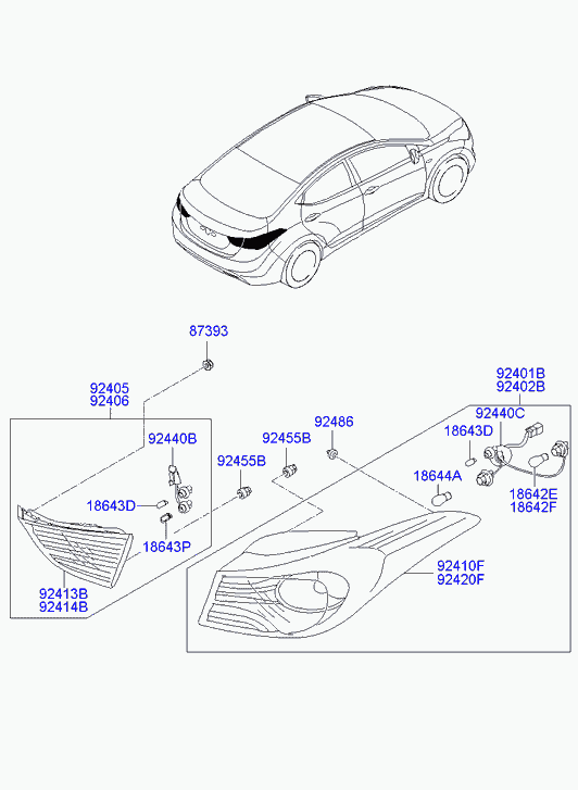 Фонарь задний правый на крыле для Хендай Элантра 2010-2014