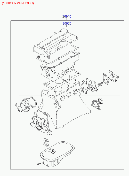 Комплект прокладок для двигателя для Хендай Элантра 2003-2010