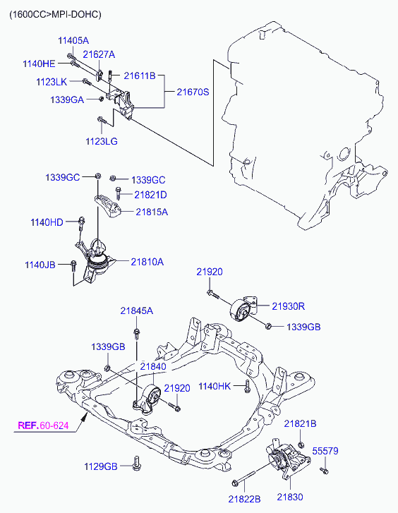 Подушка двигателя правая для Хендай Элантра 2003-2010