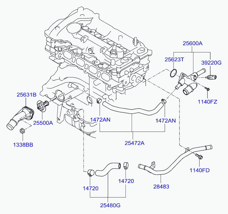 Корпус термостата в сборе для Хендай Элантра 2003-2010