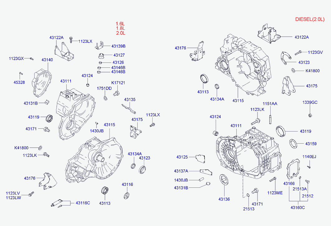 Корпус МКП для Хендай Элантра 2003-2010
